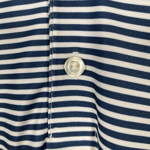 Hickey Freeman Golf Performance Polo Size L Polyester Spandex Stretch Striped - Picture 5 of 13